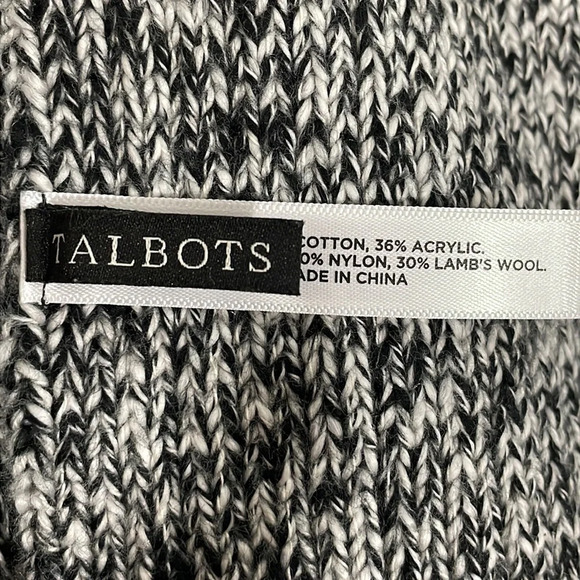 NWOT Talbots Winter Scarf Black and Off White with Lambs Wool Accent - Picture 3 of 11